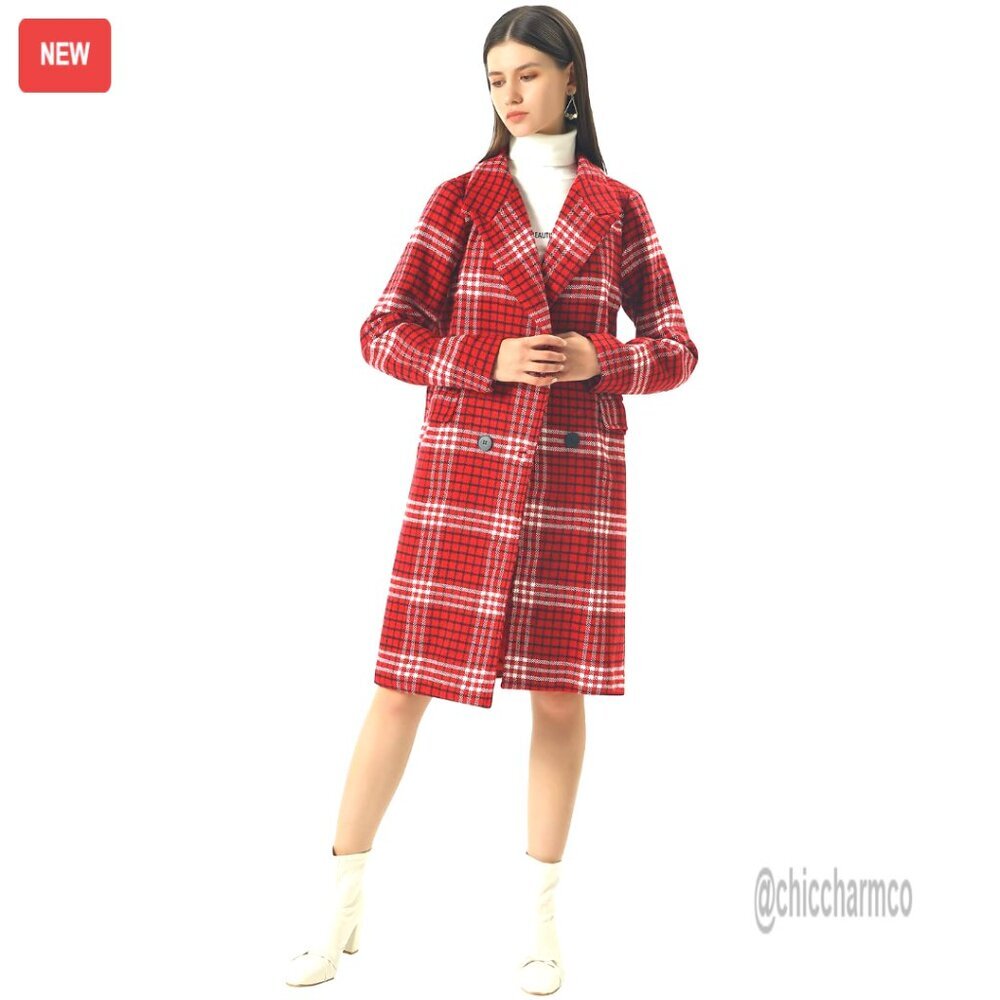 Oversize Lapel Wool Peacoat Double Breasted Long Winter Coat Jacket